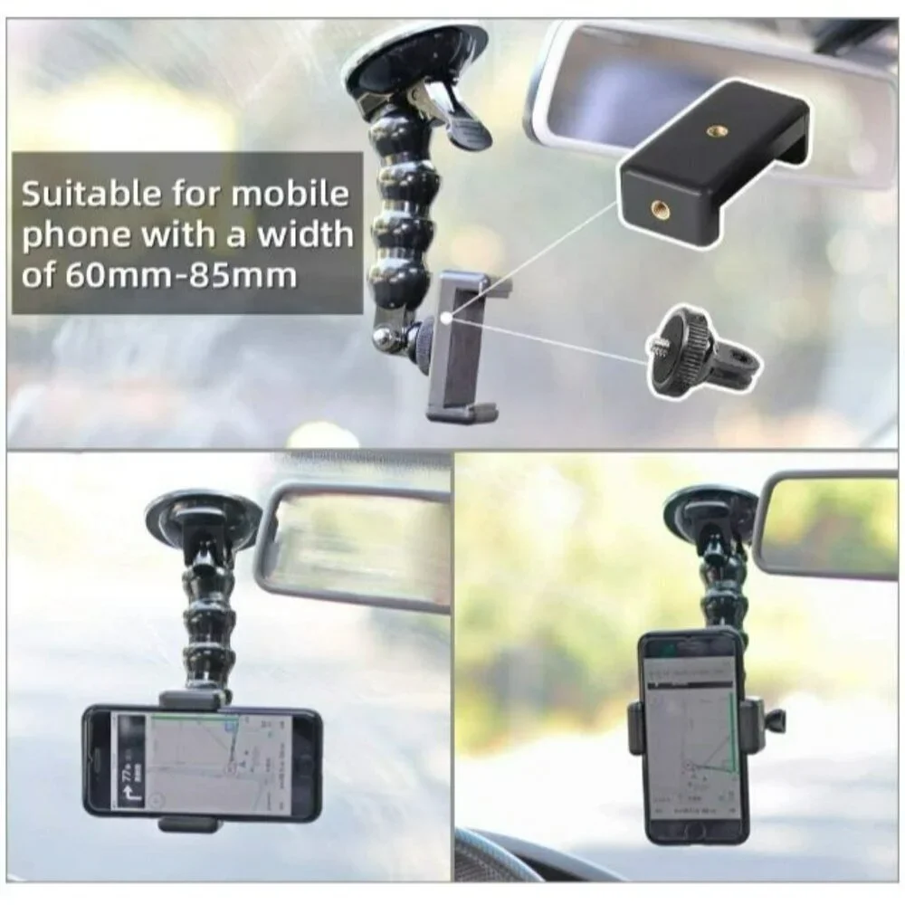 Flexible Gooseneck Extension Suction Cup Car‎ Mount Holder with Phone Holder for